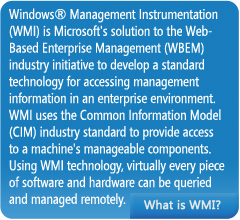 Windows Management Instrumentation (WMI) is Microsoft's solution to WBEM.